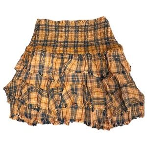 Free People Orange and Blue Bubble Mini Skirt